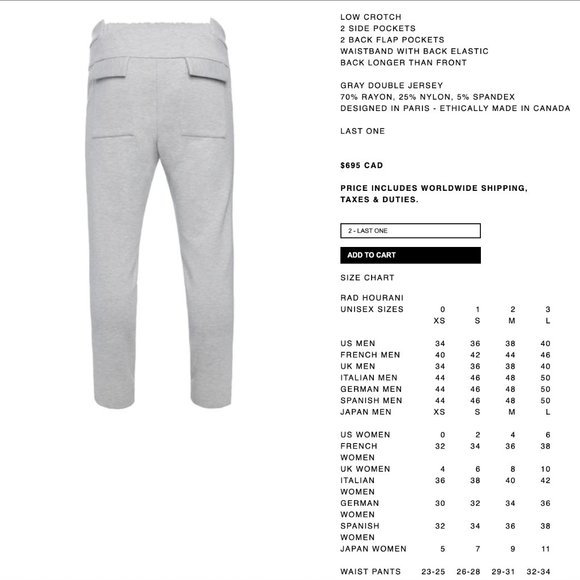 RARE UNISEX Rad Hourani black jogger jeans size 2 (M) - Picture 3 of 13